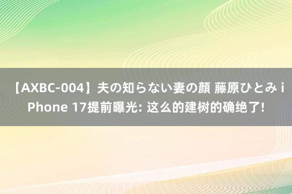 【AXBC-004】夫の知らない妻の顔 藤原ひとみ iPhone 17提前曝光: 这么的建树的确绝了!