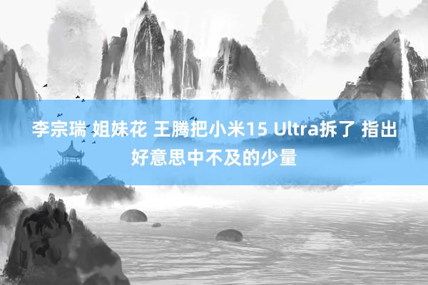 李宗瑞 姐妹花 王腾把小米15 Ultra拆了 指出好意思中不及的少量