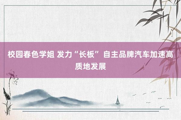 校园春色学姐 发力“长板” 自主品牌汽车加速高质地发展