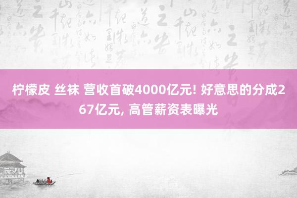 柠檬皮 丝袜 营收首破4000亿元! 好意思的分成267亿元， 高管薪资表曝光