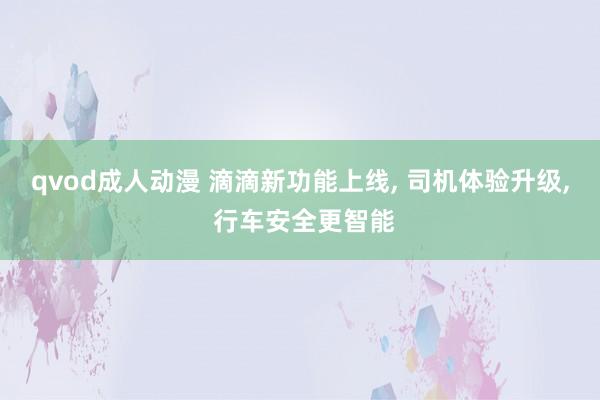 qvod成人动漫 滴滴新功能上线， 司机体验升级， 行车安全更智能