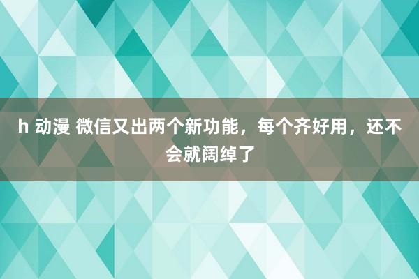 h 动漫 微信又出两个新功能，每个齐好用，还不会就阔绰了