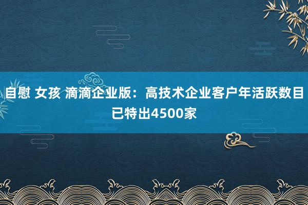 自慰 女孩 滴滴企业版：高技术企业客户年活跃数目已特出4500家